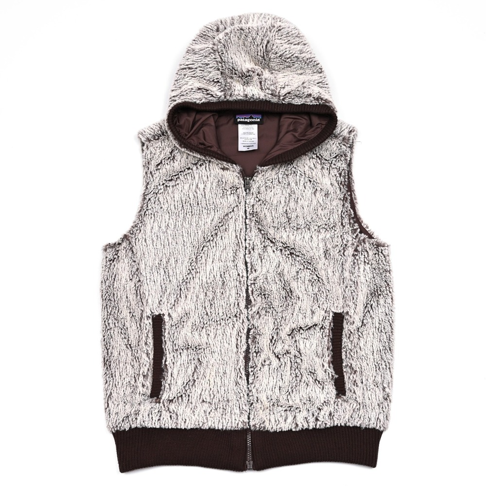 Patagonia Womens M Canejo Full Zip High Pile Shirred Fleece Vest Hooded STY25915